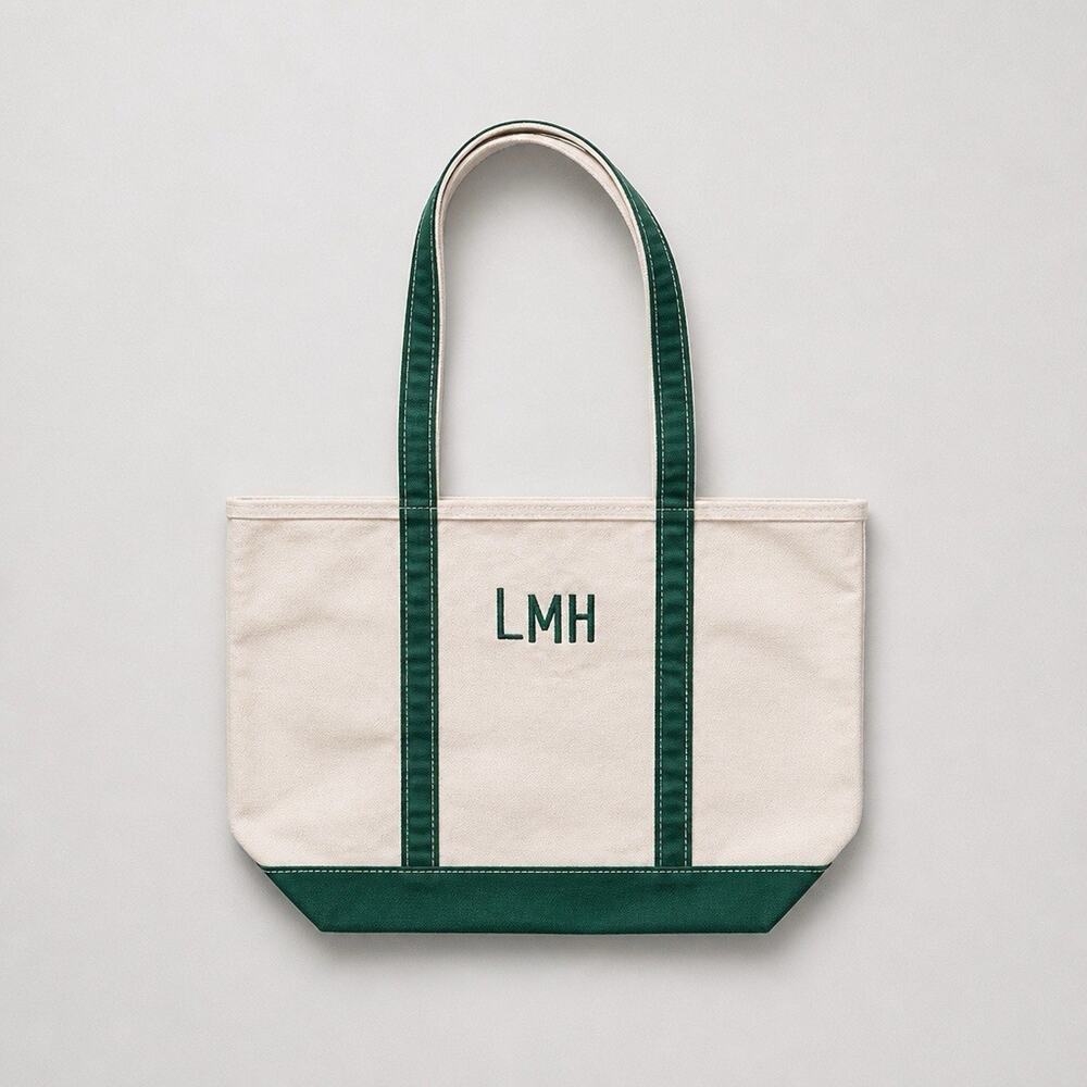 Vintage L.L. Bean Boat & Tote Canvas Bag XL Green White Made In USA NWOT - Picture 3 of 12
